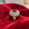 Beautiful 11.35 Cts Round Brilliant F/VS1 Diamonds Ruby Cocktail Ring 14K Gold