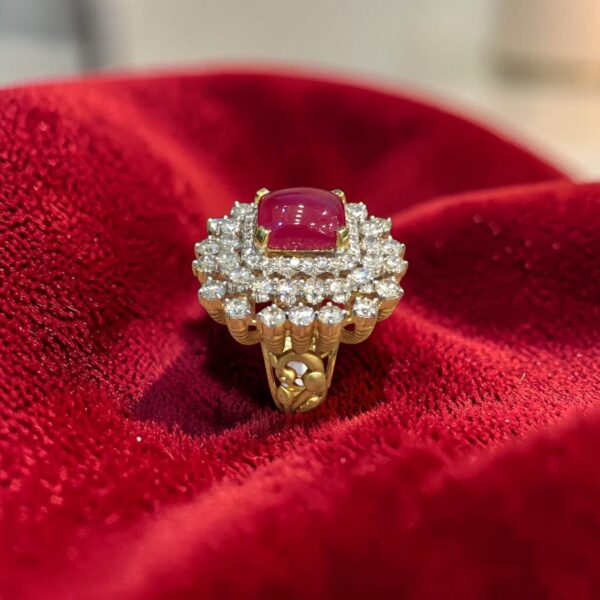 Beautiful 11.35 Cts Round Brilliant F/VS1 Diamonds Ruby Cocktail Ring 14K Gold