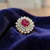 Beautiful 11.35 Cts Round Brilliant F/VS1 Diamonds Ruby Cocktail Ring 14K Gold