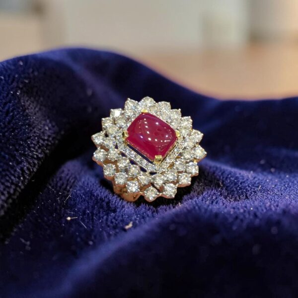Beautiful 11.35 Cts Round Brilliant F/VS1 Diamonds Ruby Cocktail Ring 14K Gold
