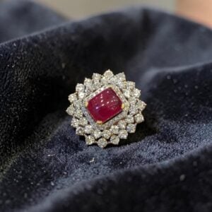 Beautiful 11.35 Cts Round Brilliant F/VS1 Diamonds Ruby Cocktail Ring 14K Gold