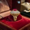 Beautiful 11.35 Cts Round Brilliant F/VS1 Diamonds Ruby Cocktail Ring 14K Gold