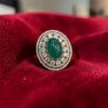 Pave 9.68 Cts Round Brilliant F/VS1 Diamonds Emerald Cocktail Ring 14K Rose Gold