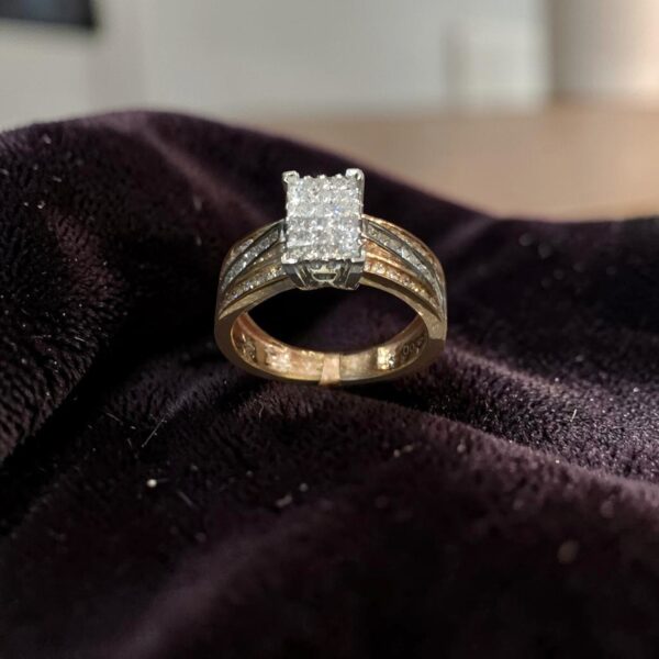R-574 (18) Elegant 1.20 Cts Princess Round F/VS1 Diamonds Invisible Setting Ring 14K Gold