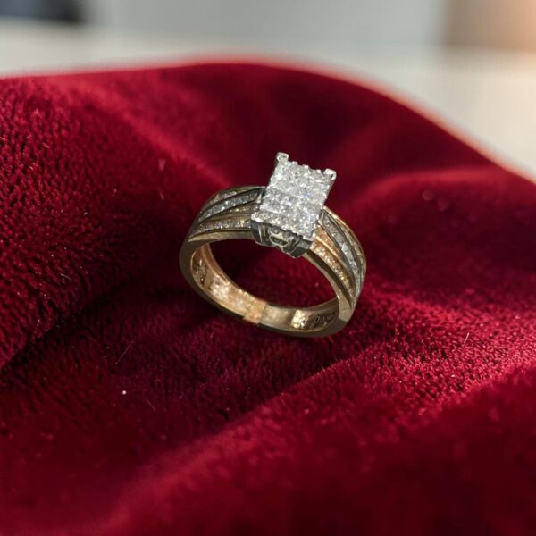 R-574 (19) Elegant 1.20 Cts Princess Round F/VS1 Diamonds Invisible Setting Ring 14K Gold