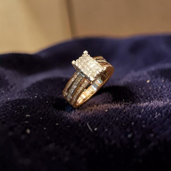 R-574 (20) Elegant 1.20 Cts Princess Round F/VS1 Diamonds Invisible Setting Ring 14K Gold