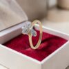 R-577 (6) Pave 0.36 Carats Round Brilliant F/VS1 Diamonds Anniversary Ring 18K Yellow Gold