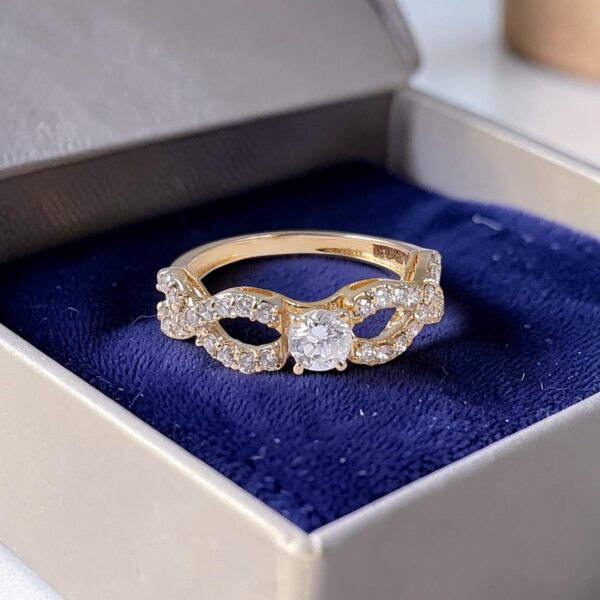 R-579 (6) GIA Certified 0.95 Cts Round Brilliant F/VS1 Diamonds Engagement Ring 14K Gold