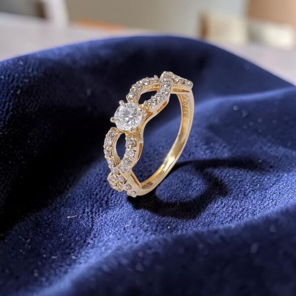 R-579 (7) GIA Certified 0.95 Cts Round Brilliant F/VS1 Diamonds Engagement Ring 14K Gold
