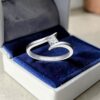 R-580 (4) GIA Certified 0.35 Cts Princess Cut F/VS1 Diamond Cross Over Ring 18K White Gold