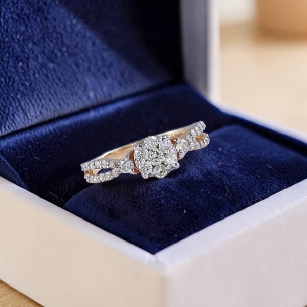 R-581 (6) Pave 0.77 Cts Round Brilliant F/VS1 Diamonds Anniversary Ring 18K Yellow Gold