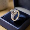 Pave 1.10 Cts Round Baguette F/VS1 Diamonds Engagement Ring In 14K Yellow Gold