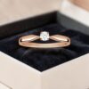 R-584 (5) 0.50 Cts GIA Round Brilliant F/VS1 Diamond 4-Prong Solitaire Ring 14K Rose Gold