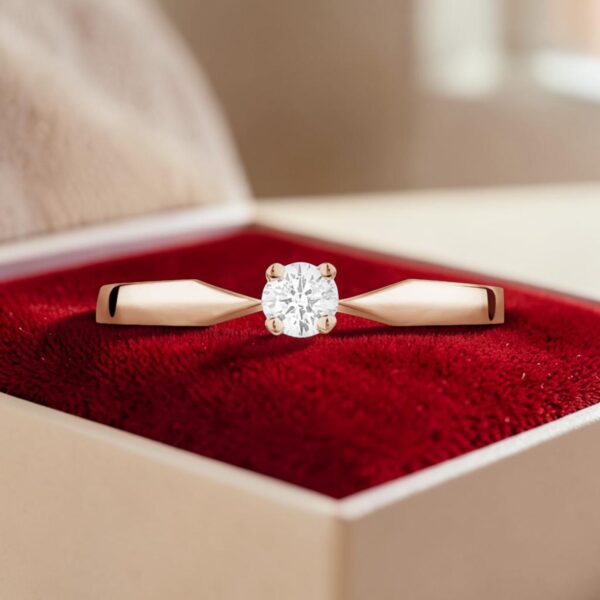 R-584 (6) 0.50 Cts GIA Round Brilliant F/VS1 Diamond 4-Prong Solitaire Ring 14K Rose Gold