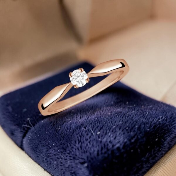 R-584 (8) 0.50 Cts GIA Round Brilliant F/VS1 Diamond 4-Prong Solitaire Ring 14K Rose Gold