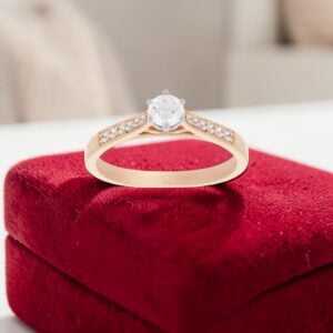 GIA Certified 0.70 Cts Round Brilliant F/VS1 Diamonds Solitaire Ring In 14K Gold