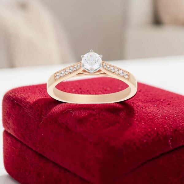 R-585 (5) GIA Certified 0.70 Cts Round Brilliant F/VS1 Diamonds Solitaire Ring In 14K Gold