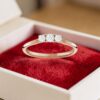R-586 (5) GIA Certified 1 cts Round Brilliant F/VS1 Diamonds Three-Stone Ring 14K Rose Gold
