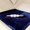 R-586 (6) GIA Certified 1 cts Round Brilliant F/VS1 Diamonds Three-Stone Ring 14K Rose Gold