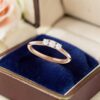 R-586 (9) GIA Certified 1 cts Round Brilliant F/VS1 Diamonds Three-Stone Ring 14K Rose Gold