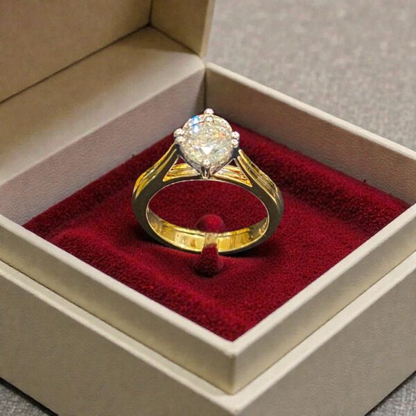 R-592 (14) GIA Certified 1.07 Cts Round Brilliant F/VS1 Diamonds Hidden Halo Ring 18K Gold