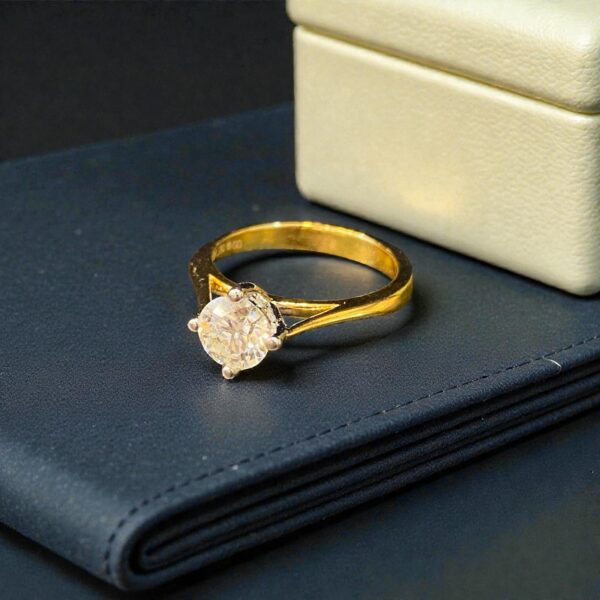 R-592 (16) GIA Certified 1.07 Cts Round Brilliant F/VS1 Diamonds Hidden Halo Ring 18K Gold