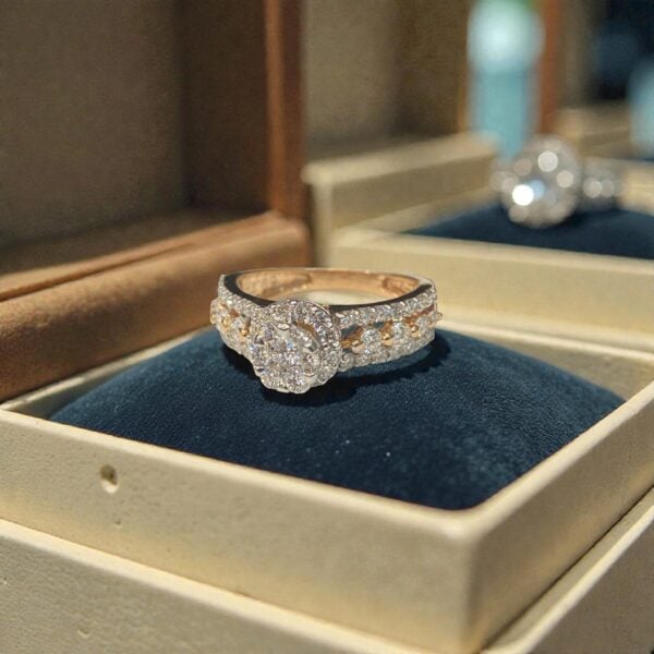 Pave 1.19 Cts Round Brilliant F/VS1 Diamonds Anniversary Band Ring 14K Rose Gold