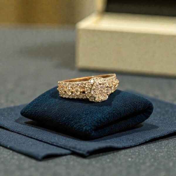 Pave 1.19 Cts Round Brilliant F/VS1 Diamonds Anniversary Band Ring 14K Rose Gold