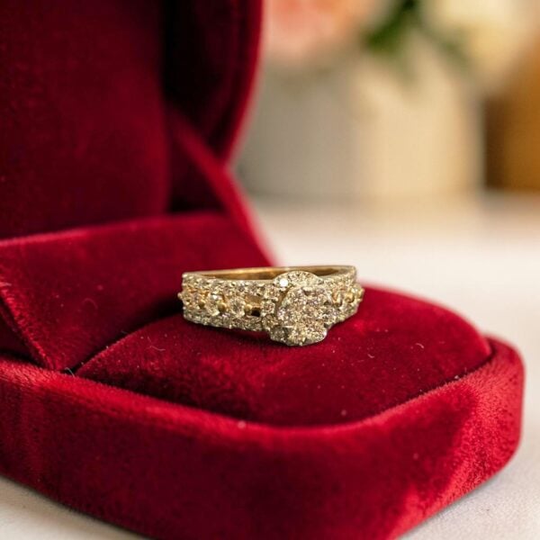 Pave 1.19 Cts Round Brilliant F/VS1 Diamonds Anniversary Band Ring 14K Rose Gold
