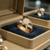 Pave 0.86 Cts Round Princess Shape F/VS1 Diamonds Wide Ring 14K Multi-Tone Gold