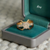 Pave 0.86 Cts Round Princess Shape F/VS1 Diamonds Wide Ring 14K Multi-Tone Gold