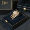 R-599 (17) Classy 1.26 Cts Round Princess Shape F/VS1 Diamonds Cross Over Ring In 14K Gold