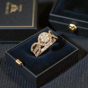 Classy 1.26 Cts Round Princess Shape F/VS1 Diamonds Cross Over Ring In 14K Gold