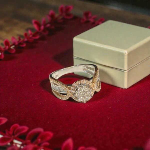 R-599 (18) Classy 1.26 Cts Round Princess Shape F/VS1 Diamonds Cross Over Ring In 14K Gold