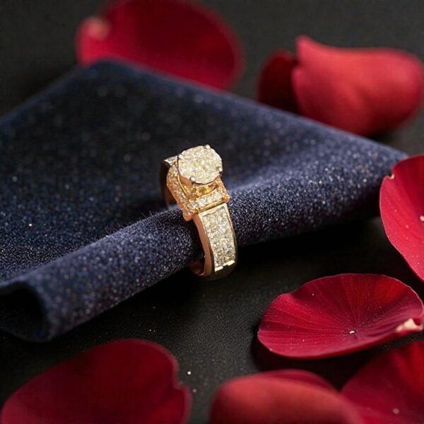 R-600 (17) Pave 1.38 Cts Princess Marquise Round F/VS1 Diamonds Engagement Ring In 14K Gold