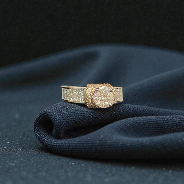 R-600 (20) Pave 1.38 Cts Princess Marquise Round F/VS1 Diamonds Engagement Ring In 14K Gold