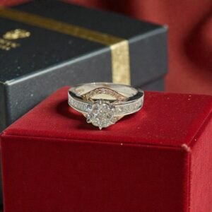 Stunning 1.07 Cts Round Princess Shape F/VS1 Diamonds Engagement Ring 14K Gold