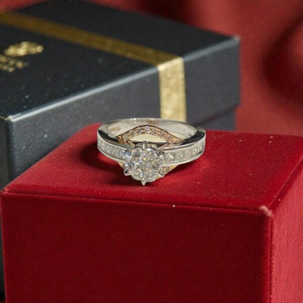R-602 (17) Stunning 1.07 Cts Round Princess Shape F/VS1 Diamonds Engagement Ring 14K Gold