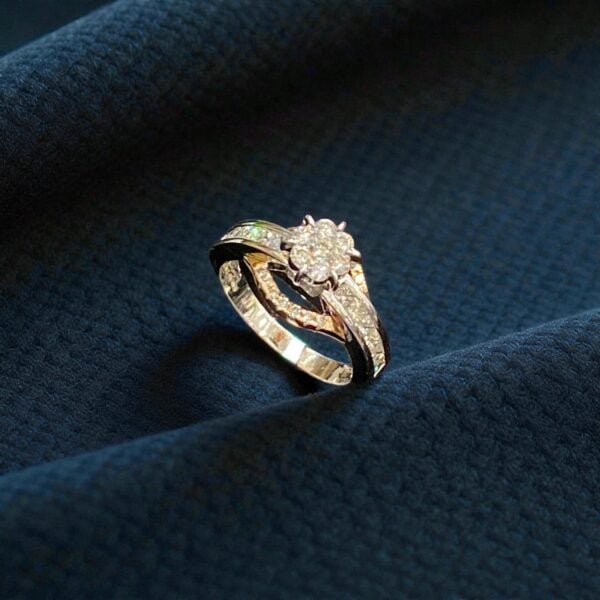 R-602 (18) Stunning 1.07 Cts Round Princess Shape F/VS1 Diamonds Engagement Ring 14K Gold