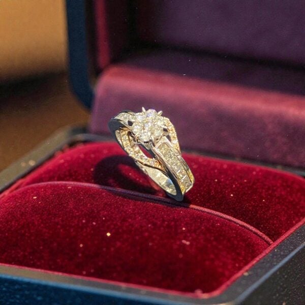 R-602 (20) Stunning 1.07 Cts Round Princess Shape F/VS1 Diamonds Engagement Ring 14K Gold