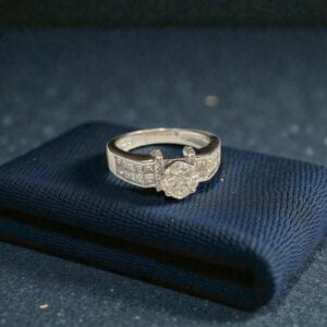 1.22 Cts Princess Marquise Round Shape F/VS1 Diamonds Anniversary Ring 14K Gold