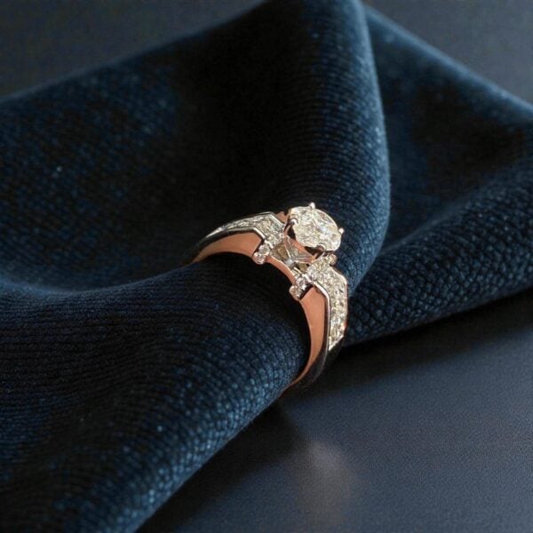 1.22 Cts Princess Marquise Round Shape F/VS1 Diamonds Anniversary Ring 14K Gold
