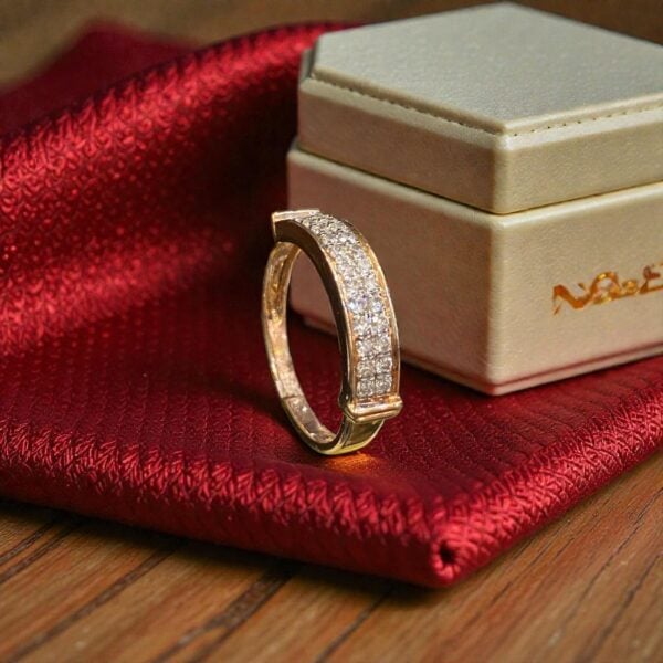 R-605 (20) Gorgeous 0.33 Cts Round Brilliant F/VS1 Diamonds Two-Row Band Ring 14K Rose Gold