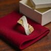 Elegant 1.58 Carats Round Brilliant F/VS1 Diamonds Crossover Band Ring 14K Gold