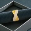 Elegant 1.58 Carats Round Brilliant F/VS1 Diamonds Crossover Band Ring 14K Gold