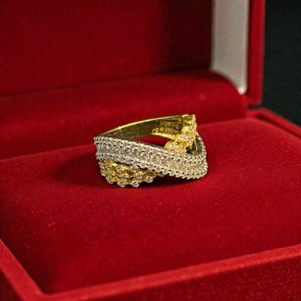 Elegant 1.58 Carats Round Brilliant F/VS1 Diamonds Crossover Band Ring 14K Gold