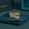 Elegant 1.58 Carats Round Brilliant F/VS1 Diamonds Crossover Band Ring 14K Gold
