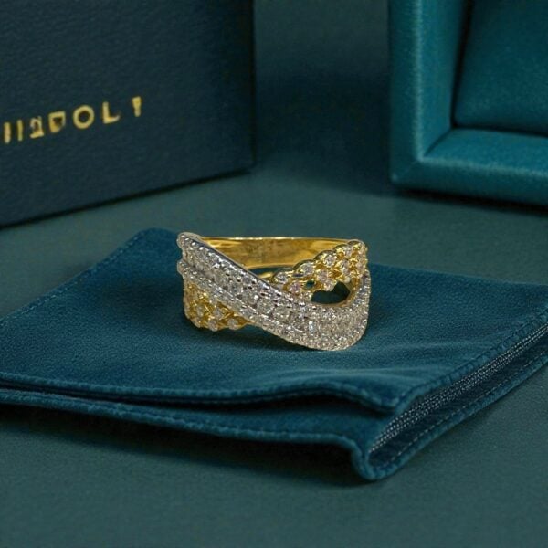 Elegant 1.58 Carats Round Brilliant F/VS1 Diamonds Crossover Band Ring 14K Gold