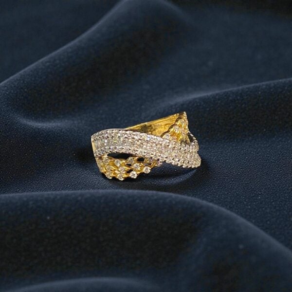 Elegant 1.58 Carats Round Brilliant F/VS1 Diamonds Crossover Band Ring 14K Gold