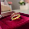 R-607 (100) Pave 2.15 Cts Round Brilliant F/VS1 Diamonds Ruby Band Ring In 14K Yellow Gold